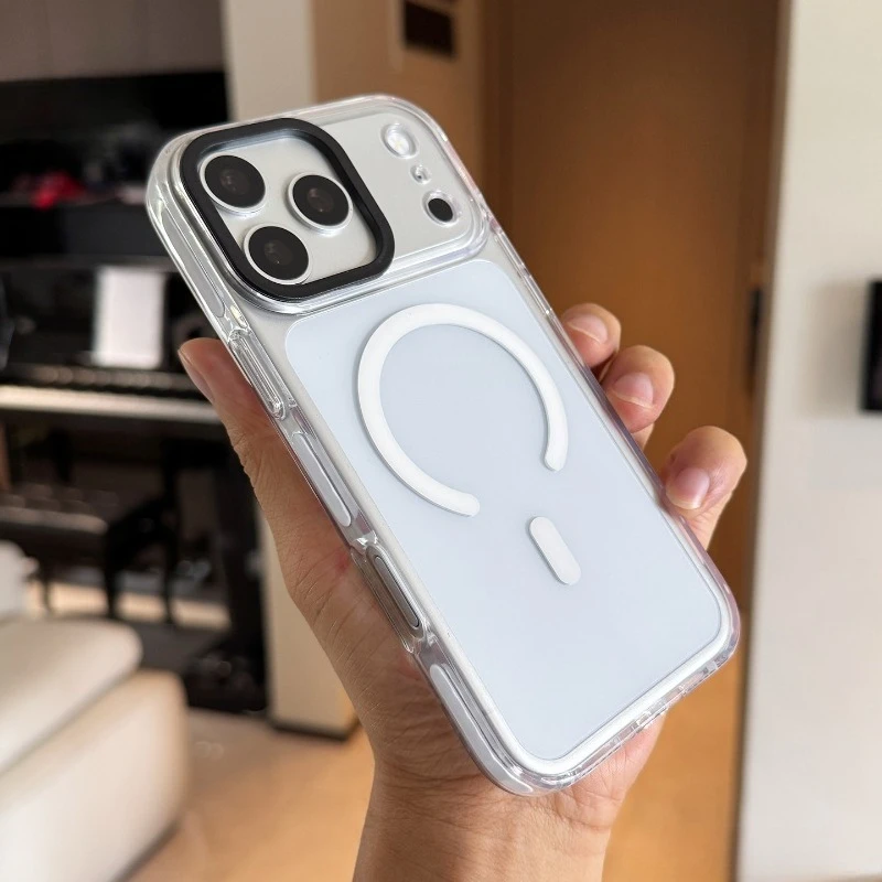 Capa Magnética De Tpu Macio (transparente Branca) Para Iphone 13, Transparente E Resistente A Impactos.