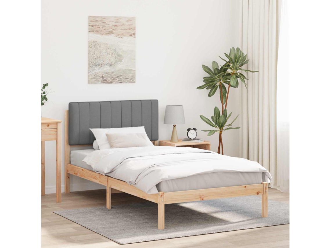 Vidaxl Estrutura De Cama Com Cabeceira Estofada Cinza Natural E Claro