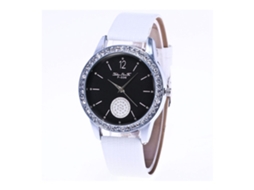 Relógio de quartzo unissex moderno com pulseira de metal ajustável (branco)