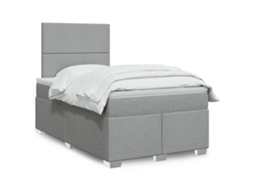 Vidaxl Cama Com Molas/colchão 120x200 Cm Tecido Cinza-claro