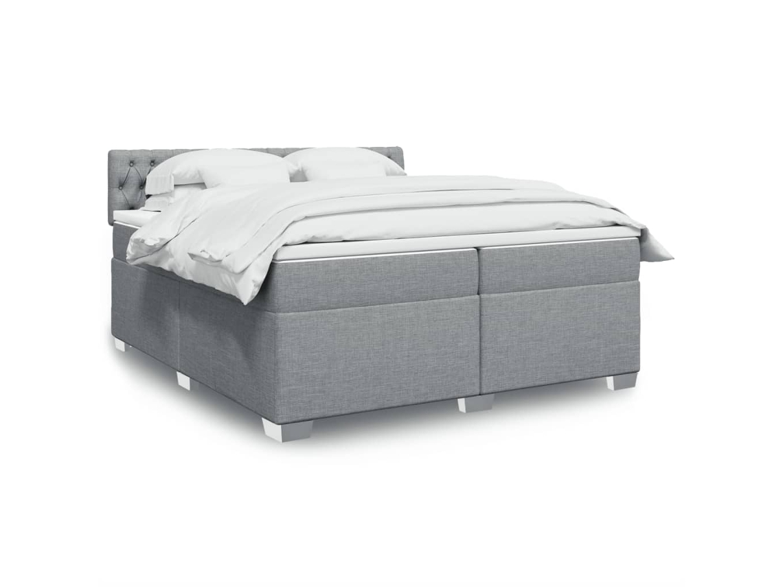 Vidaxl Cama Com Molas/colchão 200x200 Cm Tecido Cinza-claro