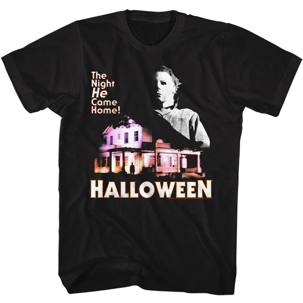Unisex Adult T-shirt Rockinstone Halloween Movie Mike And House Black Sizexxl