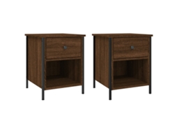 Bedside Cabinet, Bedside Cabinets Vidaxl Marrom Madeira Processada (n/a)