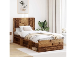 Vidaxl Estrutura De Cama Com Armazenamento E Cabeceira Madeira Antiga