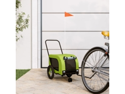 Vidaxl Reboque De Bicicleta P/ Animais Tecido Oxford/ferro Verde/preto