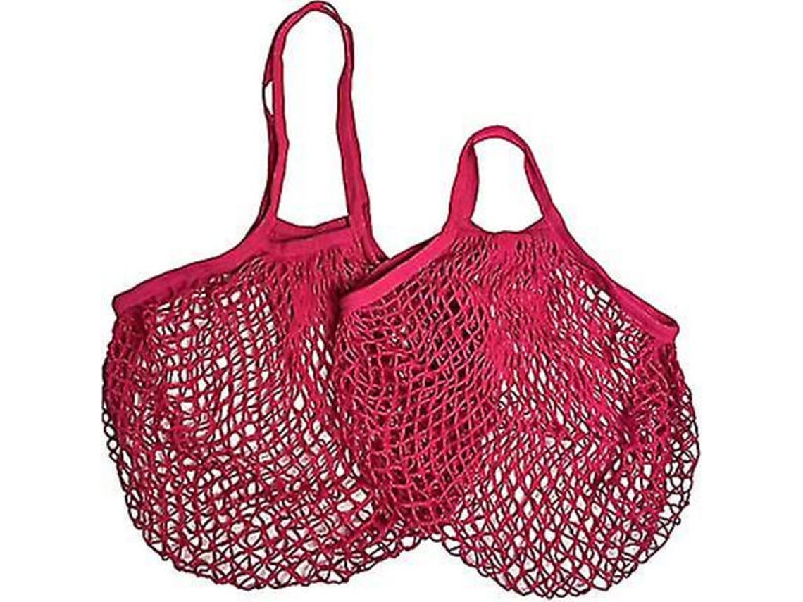 2 Sacolas de Compras de Malha, Rosa Claro BRILVIBERA