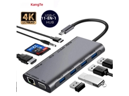 Hub Usb C 5/6/7/8/11 Em 1 Com Adaptador Hdmi 4k E Leitor De Cartões Sd/tf, Carregamento Rápido Pd Rj45 Para Macbook E Laptop. Aquaforge