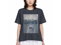Rockinstone Jaws Movie Transparent Heather Navy Adult T-shirt Size:xxl