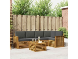 Vidaxl Conjunto De Sofás Para Exterior 6 Unid. Natural E Antracite