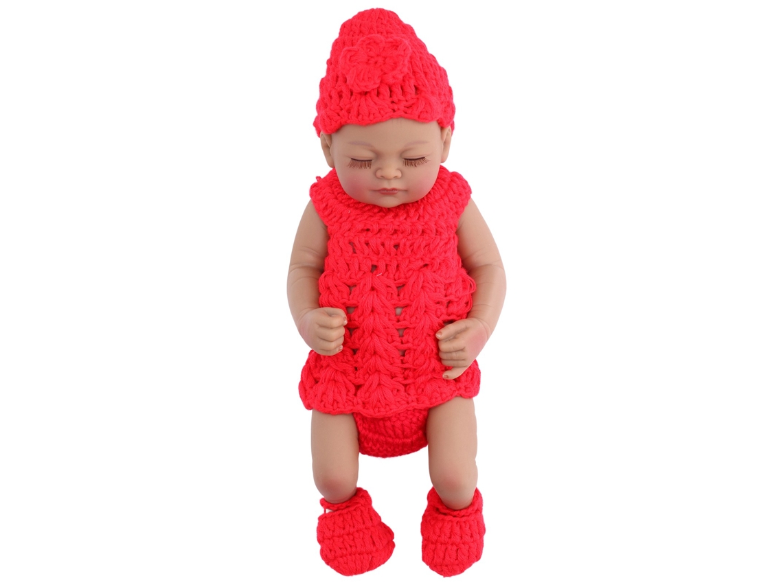 Mali boneca Bebê Realista de Silicone 10 Polegadas Menino com Roupa Vermelha e Sapatos