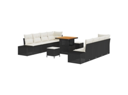 Conjunto De Sofá De Jardim Vidaxl Preto Vime Pe (80 X 80 X 71 Cm)