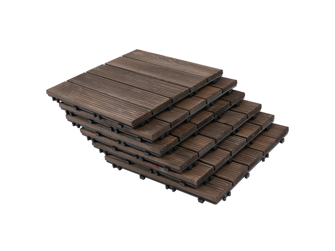 Piso Externo de Madeira kit 27 Peças,encaixe Fácil,30x30x2,5 Cm