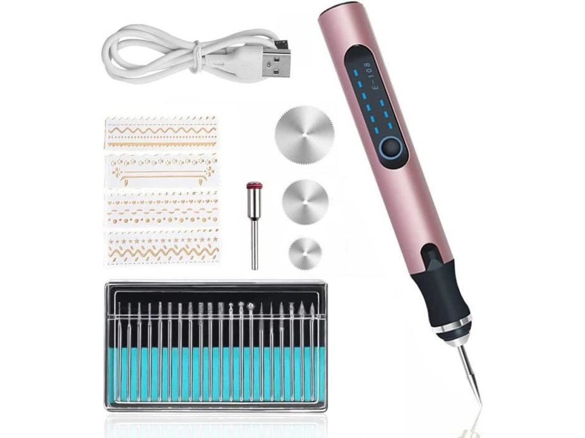 Kit de ferramentas de gravação elétrica recarregável usb, mini caneta de gravação, ferramenta rotativa sem fio para escultura em vidro, 72 SSS