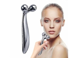 Massageador Facial com Rolos para Pele Sensível, Feito de Metal, Uso Doméstico. GOKOCO