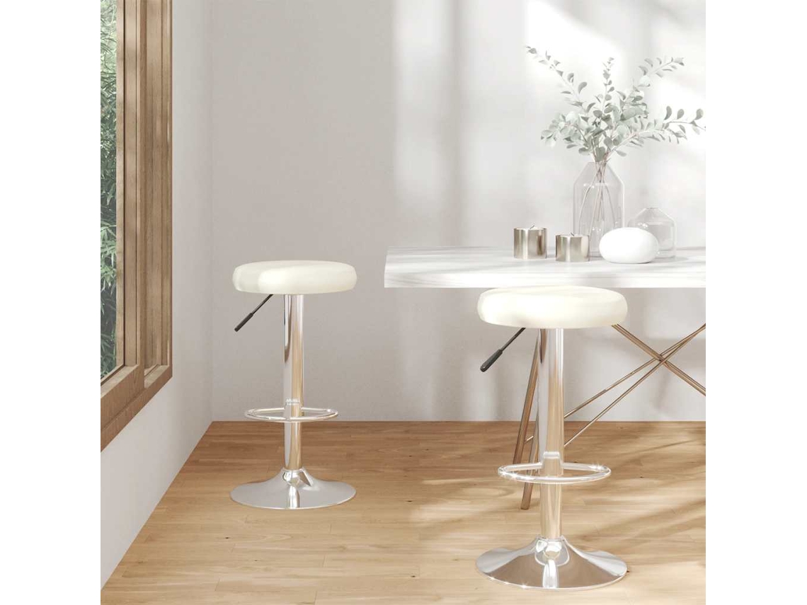 Vidaxl Bancos De Bar 2 Pcs Couro Artificial Cor Creme