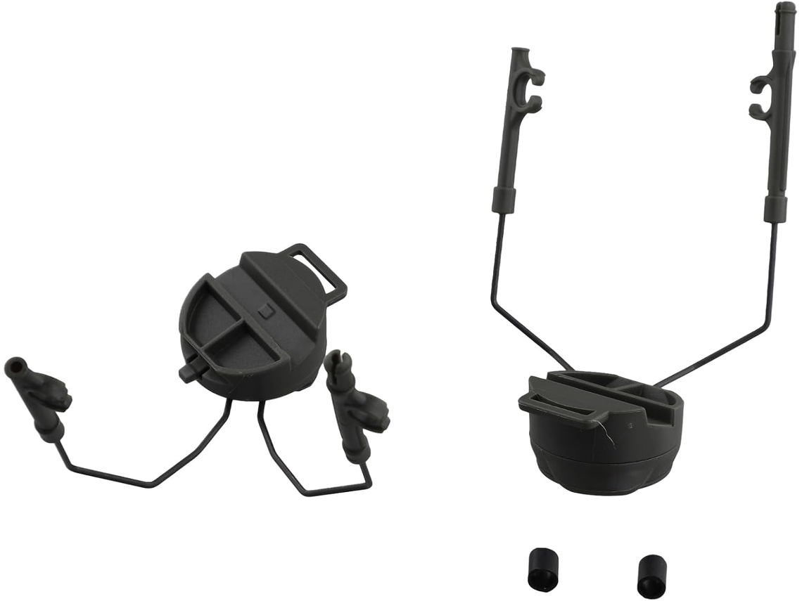 Suporte para microfone em trilho para fone de ouvido, com conchas auriculares ajustáveis em vários ângulos e articuladas.