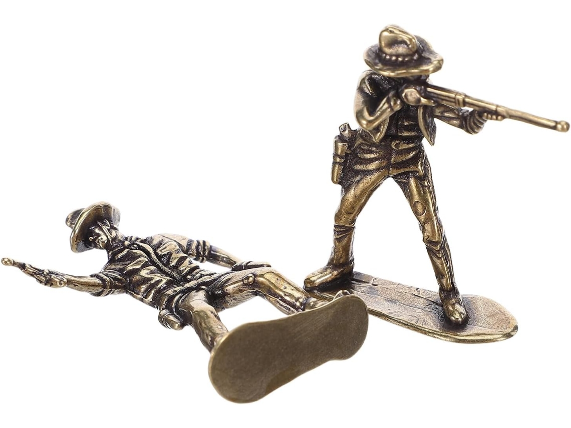 De 2 Miniaturas De Cowboys Em Latão Estilo Retrô Para Decoração De Bolos E Escritórios. Estatuetas Colecionáveis Gokoco