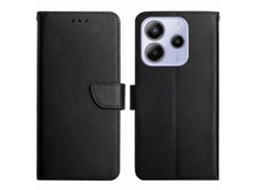 Capa De Couro Bovino Genuíno Para Xiaomi Redmi Note 14 4g (164,84 Mm) Com Textura Nappa Preta