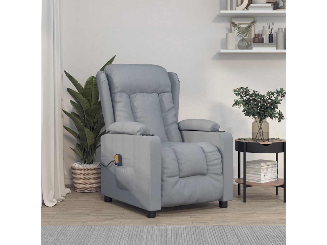 Vidaxl Poltrona De Massagens Tecido Cinzento-claro