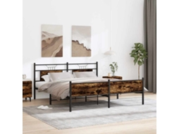 Vidaxl Estrutura De Cama Sem Colchão 160x200 Cm Metal Carvalho Fumado