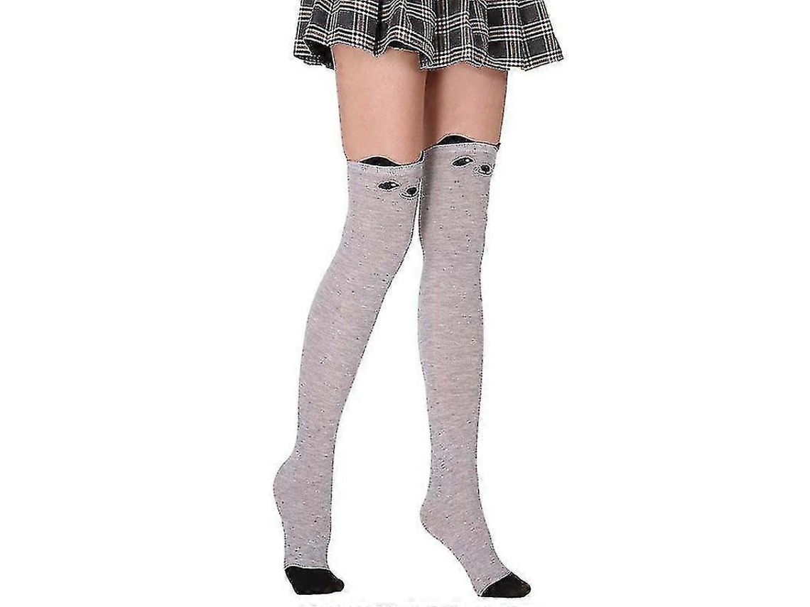 Meias De Lã Coral Macia Até O Joelho, Ideias Para O Inverno, Para Meninas E Mulheres. Meias Listradas Com Estampas De Animais Flufos E Desenhos Animados