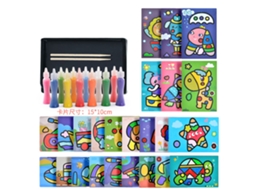 Primerox conjunto de Papel para Desenho com Areia 12 Cores 24 Folhas Brinquedo de Arte Infantil Diy