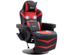 Silla De Jogo Massageadora Com Apoio Para Os Pés E Almofada, Em Couro Sintético, 78x80x111,5 Cm, Preto E Vermelho