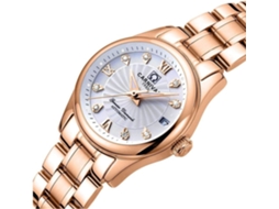 Lurelia Relógio Mecânico Feminino, Automático, Data/calendário, Aço Inoxidável, Resistente À Água 30m, Branco