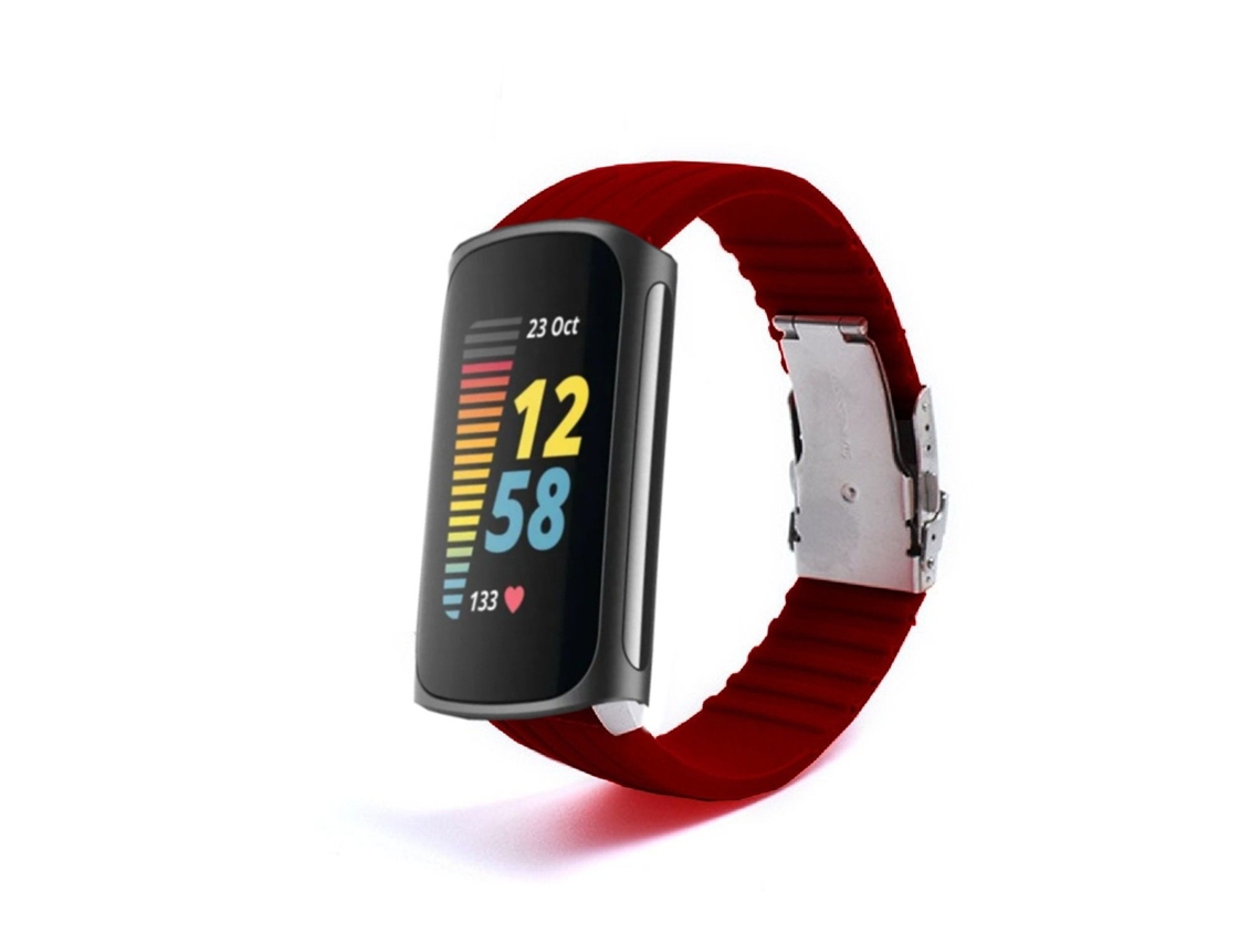 Bracelete Silicone Líquido para Fitbit by Google Charge 5 Vinho