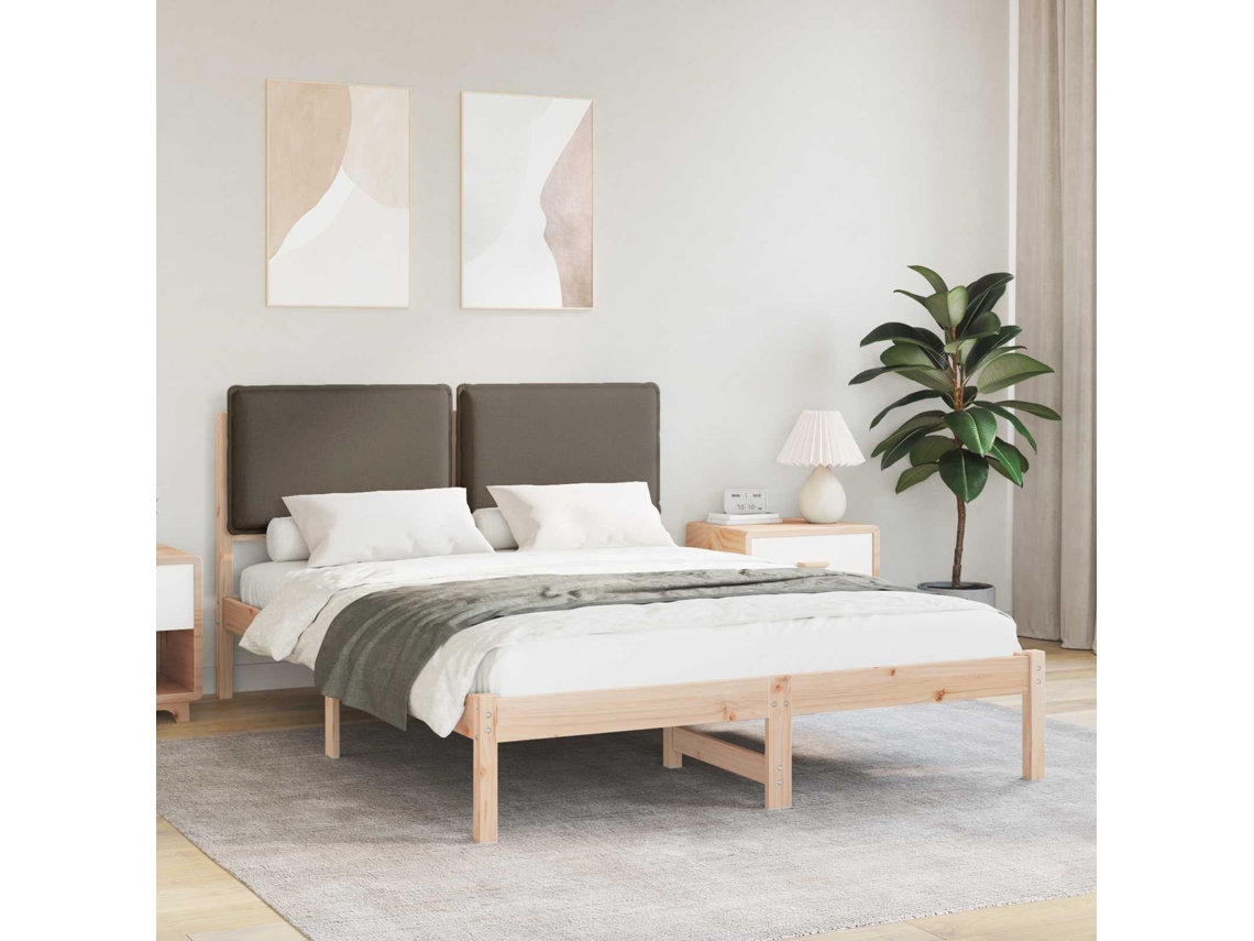 Vidaxl Estrutura De Cama Com Cabeceira Estofada Cinzento-acastanhado