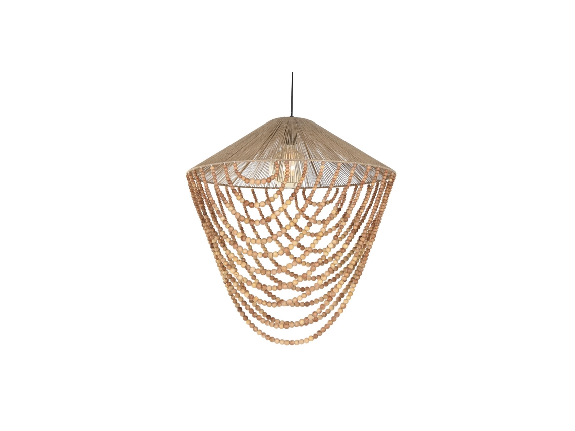 Luminária de Teto em Madeira de Juta com Contas Naturais, 67x67x70cm ALEXANDRA HOUSE LIVING