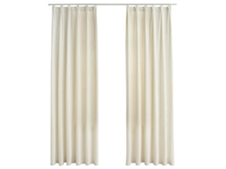 Maison Exclusive - Cortinas Blackout Com Ganchos 2 Pcs 140x225 Cm Veludo Cor Creme