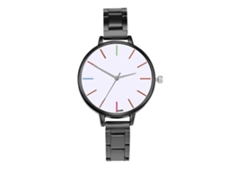 Relógio Analógico de Quartzo para Mulher com Pulseira de Aço Estilo Casual Elegante Preto