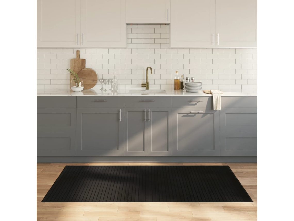 Vidaxl Tapete Retangular 100x200 Cm Bambu Preto
