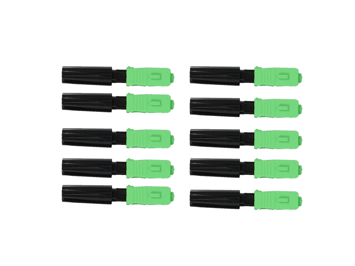 Conjunto De 10 Conectores Rápidos Integrados Ftth Sc/apc Para Fibra Óptica, Em Plástico Verde. Aquaforge