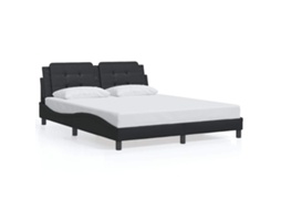 Estrutura de Cama Zadar Couro Artificial Preto 160x200 cm MAISON EXCLUSIVE