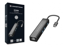 Conceptronic Donn07B Hub de Interface Usb 3.2 Gen 1 3.1 Gen 1 Type-C 5000 Mbit/S Preto