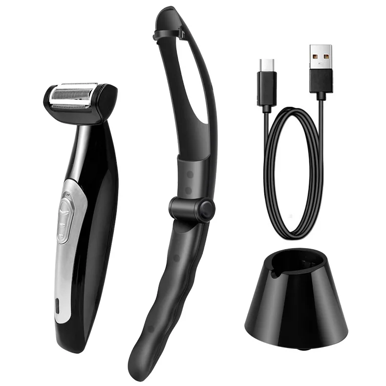(preto) Aparador De Pelos Para As Costas Masculino, Aparador Corporal, Cabo Extensível Removível, Com Acessório Para As Costas