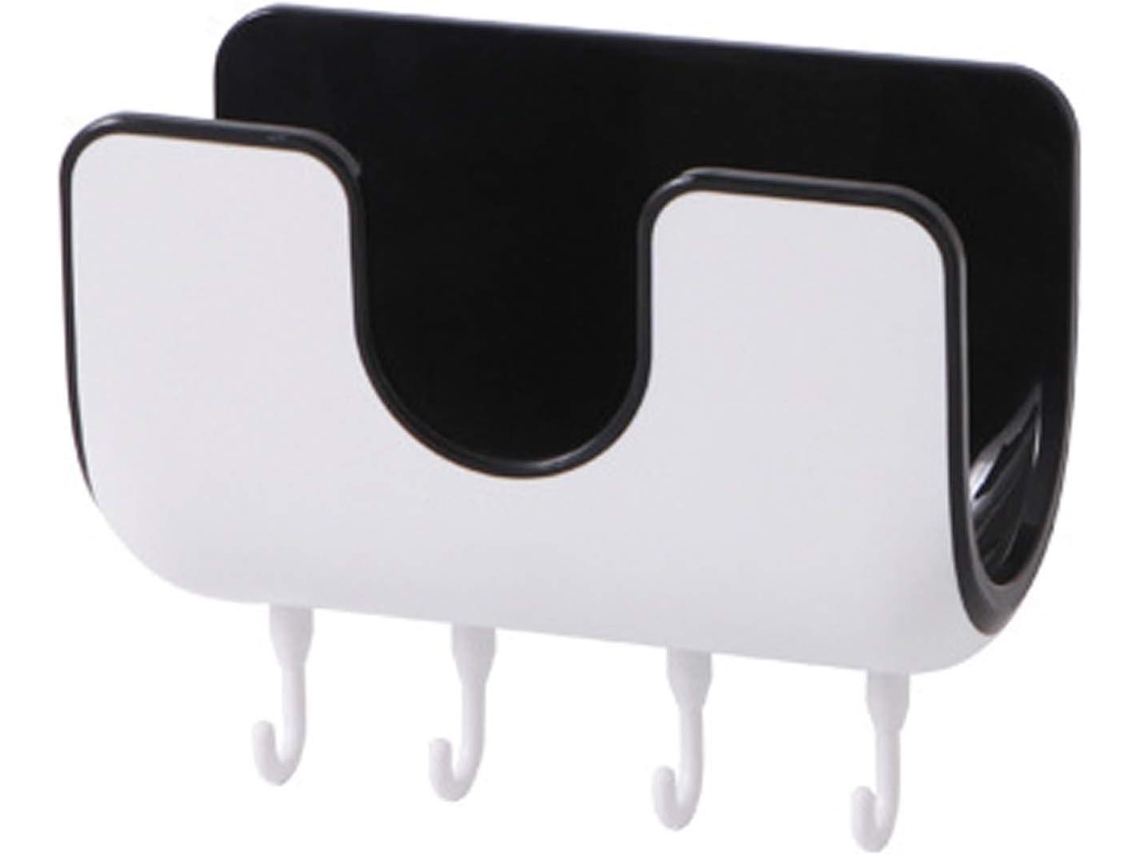 Suporte autoadesivo para tampas de panelas Omni com 4 ganchos, organizador de parede para cozinha para pratos e tábuas de corte, preto.
