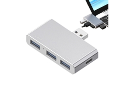 Yizhood USB 4 em 1 Dual Monitor USB C Docking Station Estação de encaixe multifuncional para computador portátil Prata