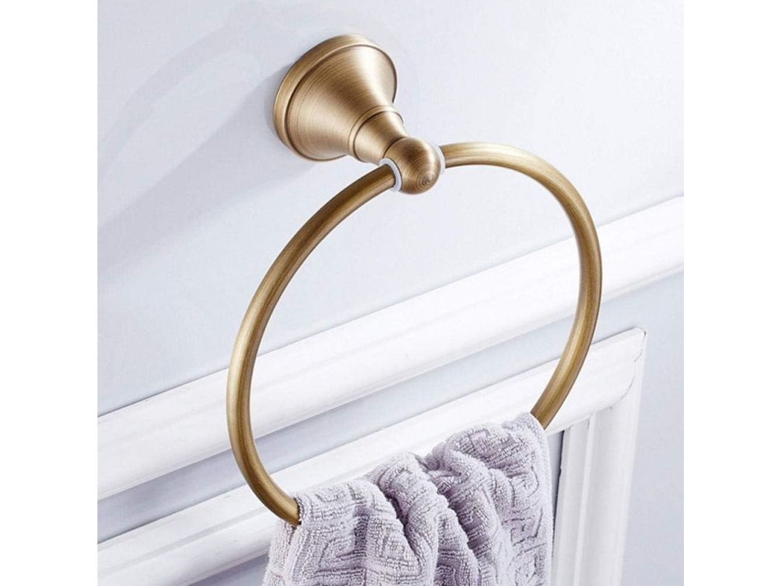 Porta Toallas Anillo De Bronce Antiguo Material Latón Pared Baño Elegante Decoración