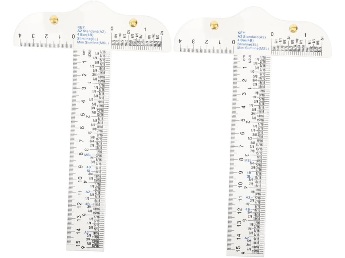 Juego de 2 piezas en acrílico transparente con doble escala métrica e imperial para dibujo, S