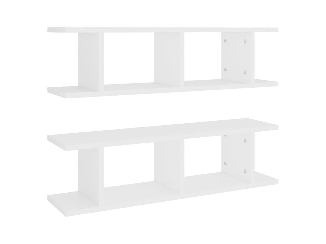 Conjunto de 2 Prateleiras de Parede Deriv. Madeira Branco MAISON EXCLUSIVE (75x18x20 cm)