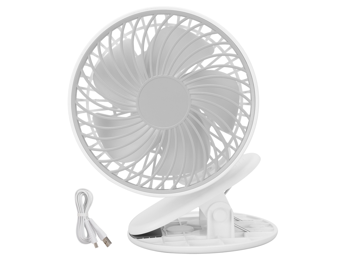 Ventilador de Mesa Compacto com 3 Velocidades e Clip para Casa, Escritório e Quarto Branco LAXISCREED