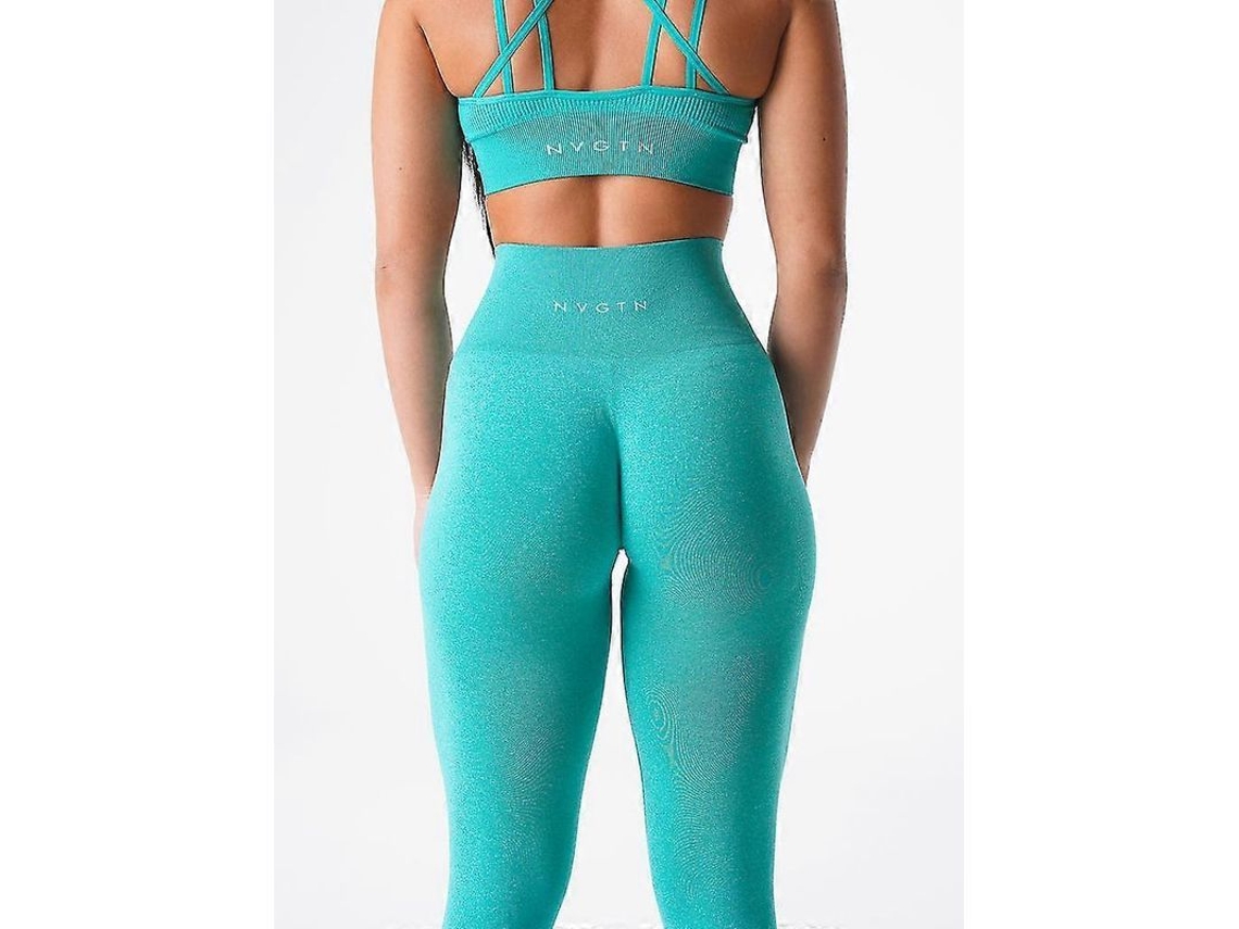 Calcinha Legging Nv Sem Costuras - Design Minimalista, Alça Alta E Ajuste Flattering Para Academia Turquesa