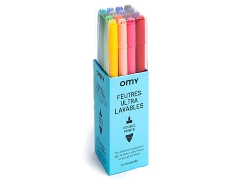 Conjunto de 16 Marcadores Ultra Laváveis OMY