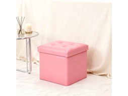 Puf Couro Sintético Dobrável 38x38cm Arrumação