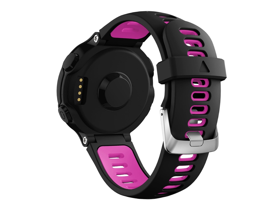 Bracelete Silicone Liberação Rápida 22Mm com Fivela Prateada para Garmin Forerunner 235/230/620/630/220/735/735Xt Preto/Rosa