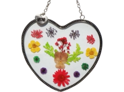 Apanhador De Sol Coração Mãe Vidro Com Flor Prensada E Rosa Presentes Aniversário A Ela 5 * 6 0, 25
