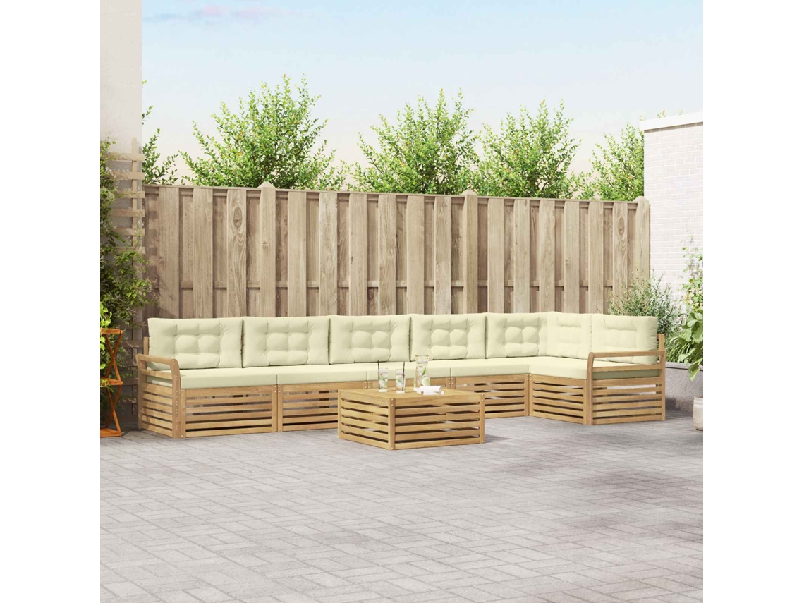 Vidaxl Conjunto De Sofás Para Exterior 7 Unid. Branco E Creme